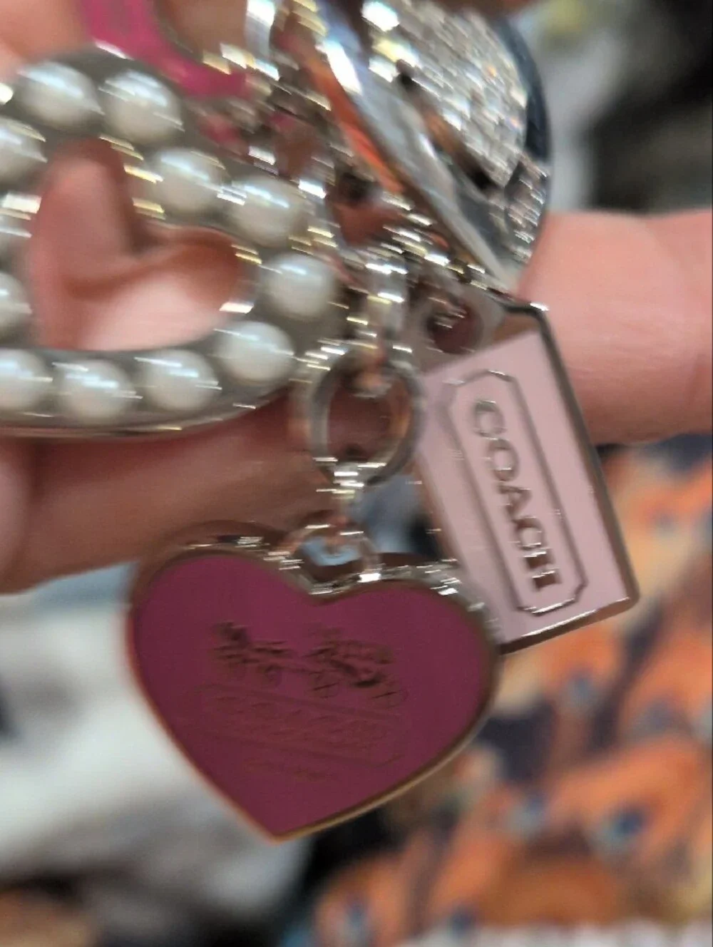 Coach Vintage Multi Valentine Hearts Charm Key Ring
